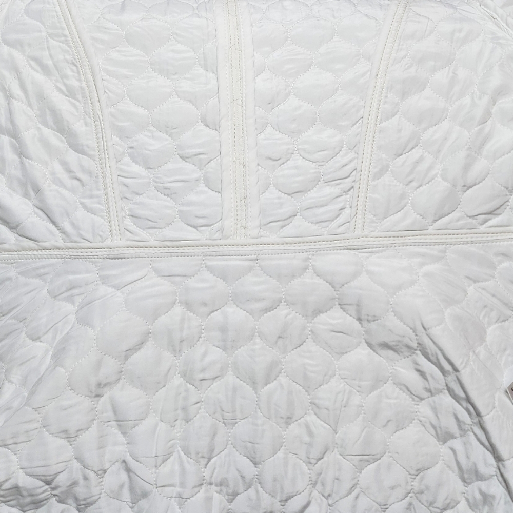 Democracy Quilted Denim Jacket Puff Long Sleeve Peplum Hem In Optic White Size S - Picture 8 of 12
